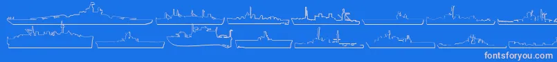 フォントUsnavym3D – ピンクの文字、青い背景