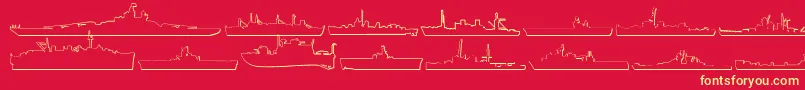 Fonte Usnavym3D – fontes amarelas em um fundo vermelho