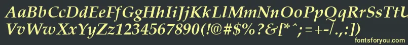 フォントPalisadeBoldItalic – 黒い背景に黄色の文字