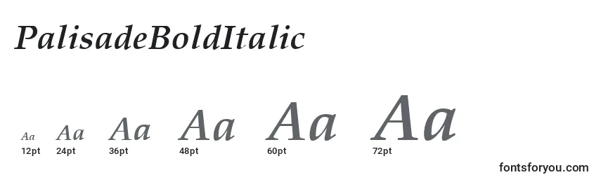 Размеры шрифта PalisadeBoldItalic