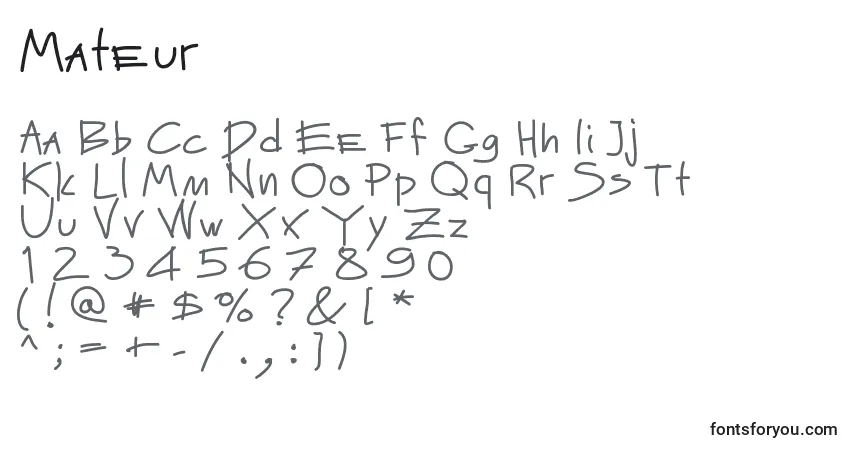 Mateur-fontti – aakkoset, numerot, erikoismerkit