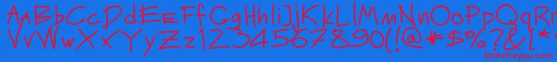 Mateur Font – Red Fonts on Blue Background