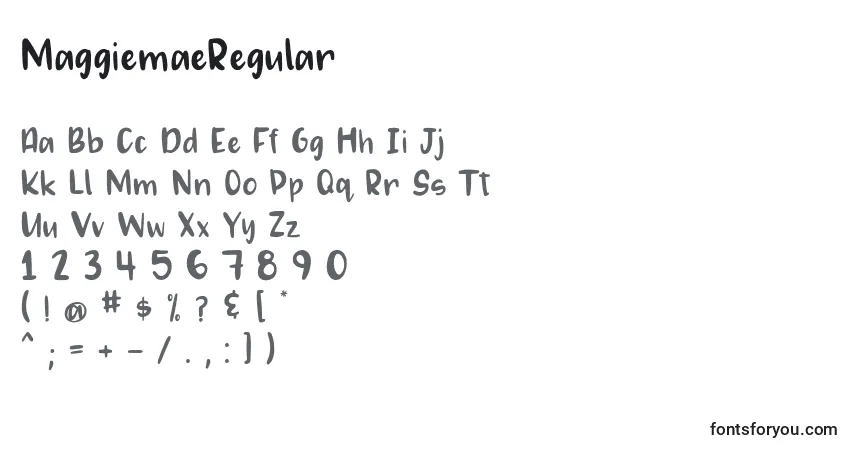 A fonte MaggiemaeRegular – alfabeto, números, caracteres especiais