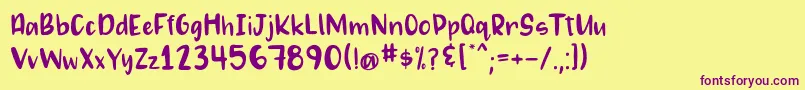 More about MaggiemaeRegular Font MaggiemaeRegular Font – Purple Fonts on Yellow Background