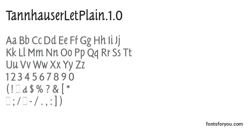 Czcionka TannhauserLetPlain.1.0 – alfabet, cyfry, specjalne znaki