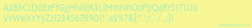 Czcionka TannhauserLetPlain.1.0 – zielone czcionki na żółtym tle