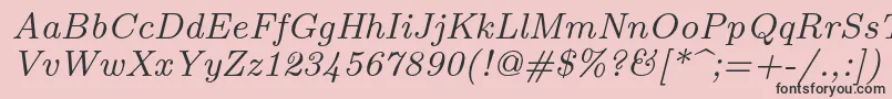 フォントLmroman8Italic – ピンクの背景に黒い文字