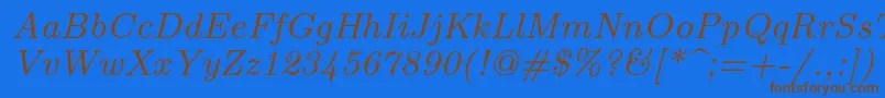 Lmroman8Italic Font – Brown Fonts on Blue Background