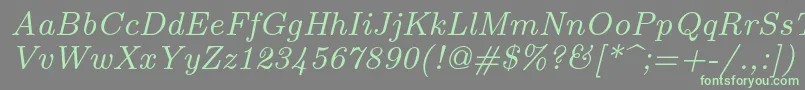 Lmroman8Italic Font – Green Fonts on Gray Background