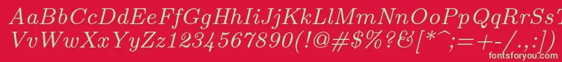 Lmroman8Italic Font – Green Fonts on Red Background