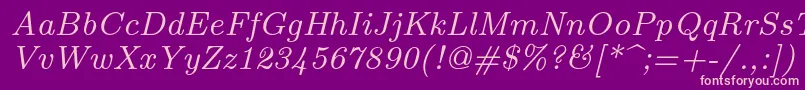 Lmroman8Italic Font – Pink Fonts on Purple Background