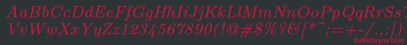Lmroman8Italic Font – Red Fonts on Black Background