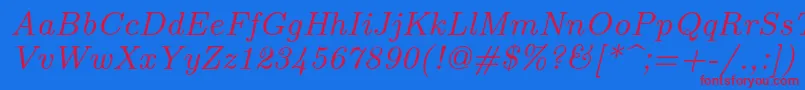 Lmroman8Italic Font – Red Fonts on Blue Background
