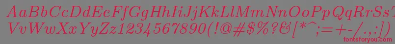 Lmroman8Italic Font – Red Fonts on Gray Background