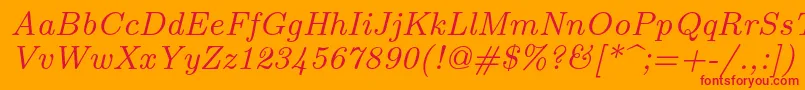 フォントLmroman8Italic – オレンジの背景に赤い文字