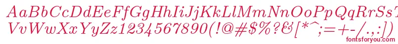 Lmroman8Italic-fontti – punaiset fontit valkoisella taustalla