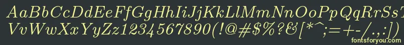 フォントLmroman8Italic – 黒い背景に黄色の文字