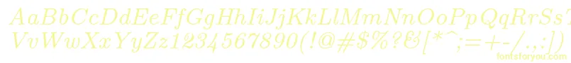 フォントLmroman8Italic – 白い背景に黄色の文字