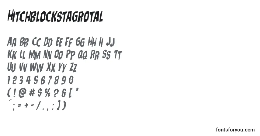 Czcionka Hitchblockstagrotal – alfabet, cyfry, specjalne znaki