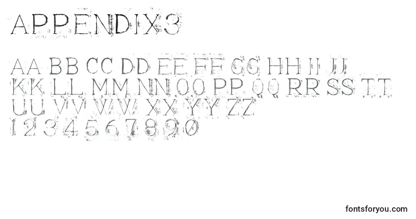 Schriftart Appendix3 – Alphabet, Zahlen, spezielle Symbole