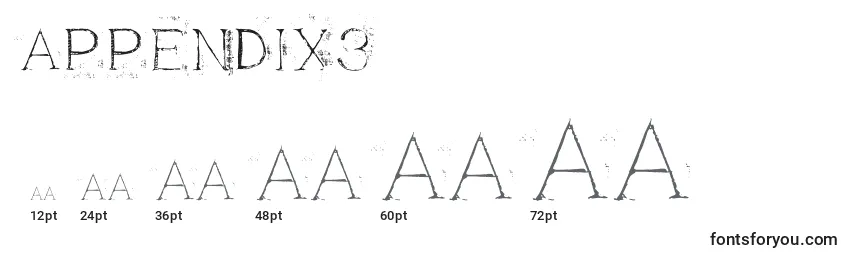 Размеры шрифта Appendix3
