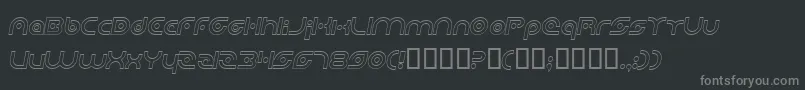 PlanetaryOrbiterOutlineItalic-fontti – harmaat kirjasimet mustalla taustalla