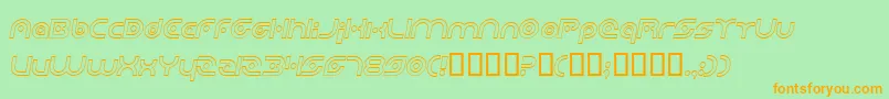 PlanetaryOrbiterOutlineItalic-Schriftart – Orangefarbene Schriften auf grünem Hintergrund