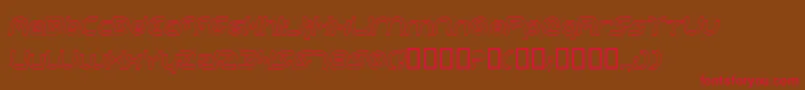フォントPlanetaryOrbiterOutlineItalic – 赤い文字が茶色の背景にあります。