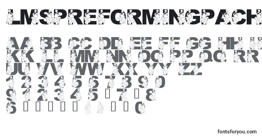 Schriftart LmsPreformingPachyderm – Alphabet, Zahlen, spezielle Symbole