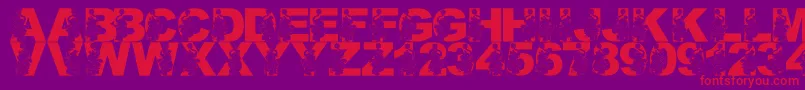 Fonte LmsPreformingPachyderm – fontes vermelhas em um fundo violeta