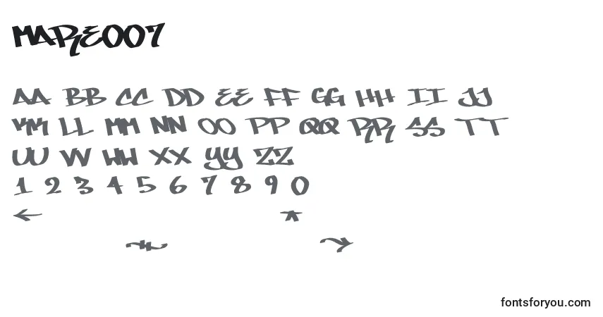Шрифт Mare007 – алфавит, цифры, специальные символы