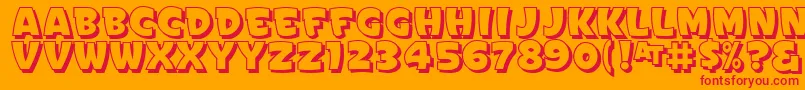 Signpaintersgothicshaded-Schriftart – Rote Schriften auf orangefarbenem Hintergrund