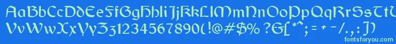 GaelicRegular Font – Green Fonts on Blue Background