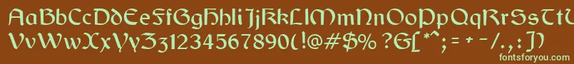 GaelicRegular-fontti – vihreät fontit ruskealla taustalla