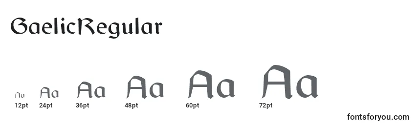 Размеры шрифта GaelicRegular