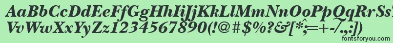 フォントBaskervillenovatwoblackRegularitalic – 緑の背景に黒い文字