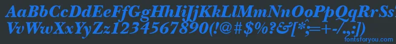 BaskervillenovatwoblackRegularitalic Font – Blue Fonts on Black Background