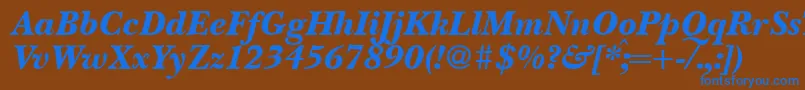 Шрифт BaskervillenovatwoblackRegularitalic – синие шрифты на коричневом фоне