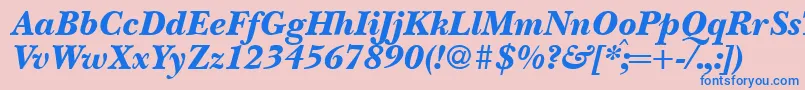 BaskervillenovatwoblackRegularitalic Font – Blue Fonts on Pink Background