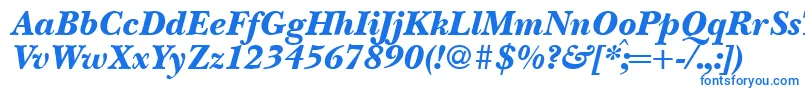 Шрифт BaskervillenovatwoblackRegularitalic – синие шрифты на белом фоне