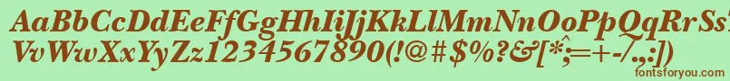 Fonte BaskervillenovatwoblackRegularitalic – fontes marrons em um fundo verde