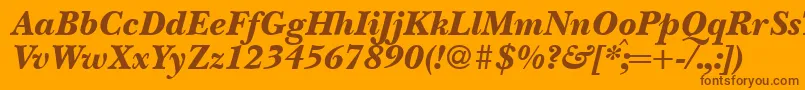 Fonte BaskervillenovatwoblackRegularitalic – fontes marrons em um fundo laranja