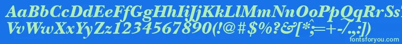 Шрифт BaskervillenovatwoblackRegularitalic – зелёные шрифты на синем фоне