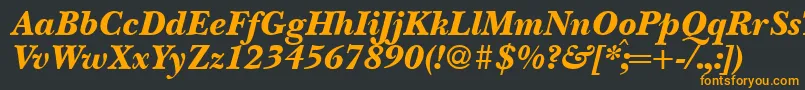フォントBaskervillenovatwoblackRegularitalic – 黒い背景にオレンジの文字
