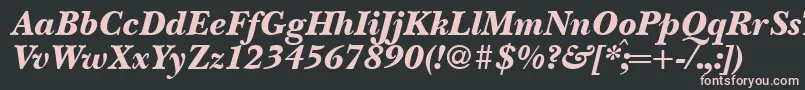 Fonte BaskervillenovatwoblackRegularitalic – fontes rosa em um fundo preto