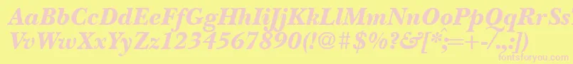 Шрифт BaskervillenovatwoblackRegularitalic – розовые шрифты на жёлтом фоне