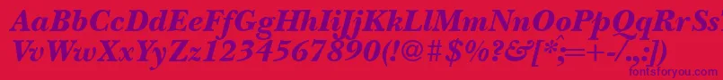 BaskervillenovatwoblackRegularitalic-fontti – violetit fontit punaisella taustalla