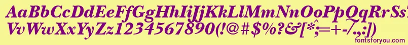 Czcionka BaskervillenovatwoblackRegularitalic – fioletowe czcionki na żółtym tle