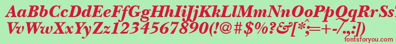 Шрифт BaskervillenovatwoblackRegularitalic – красные шрифты на зелёном фоне