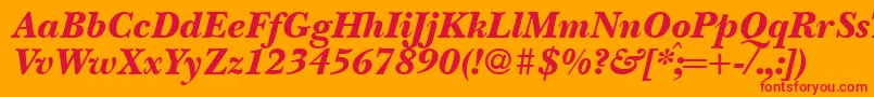 Шрифт BaskervillenovatwoblackRegularitalic – красные шрифты на оранжевом фоне